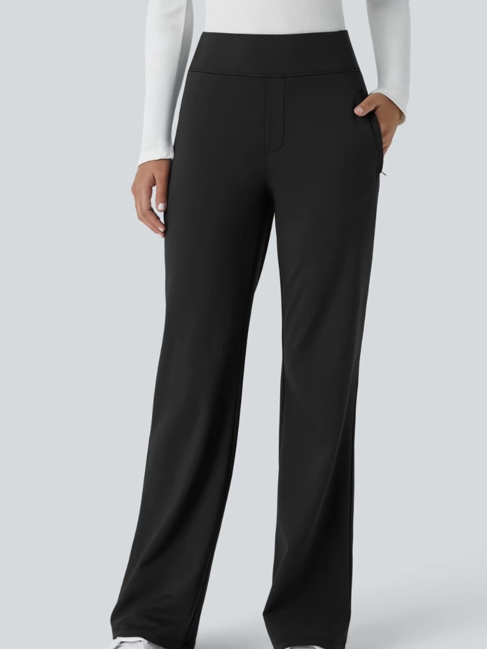 Halara Flex DayStretch MidRise Side Zipper Pocket Work Flare Pants Black XS NWT